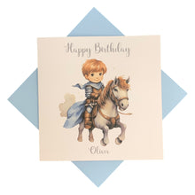 Load image into Gallery viewer, Birthday Card - Personalised Greeting Card - Blue Knight