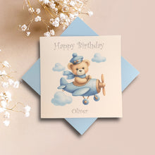 Load image into Gallery viewer, Birthday Card - Personalised Greeting Card - Blue Aeroplane