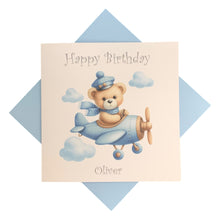 Load image into Gallery viewer, Birthday Card - Personalised Greeting Card - Blue Aeroplane