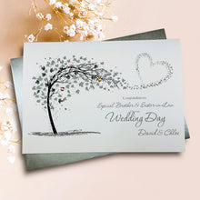Load image into Gallery viewer, Brother & Sister-in-Law Wedding Day Card - Bride & Groom Luxury Greeting Personalised - Sweeping Heart