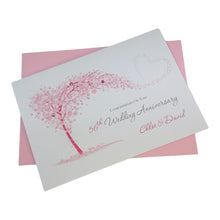 Load image into Gallery viewer, 56th Wedding Anniversary Card - Day 56 Year Fifty Sixth Anniversary Luxury Greeting Personalised - Sweeping Heart