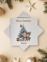 Load image into Gallery viewer, Personalised Christmas Card - Greeting Card Personalised - Christmas Reindeer