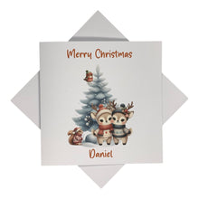 Load image into Gallery viewer, Personalised Christmas Card - Greeting Card Personalised - Christmas Reindeer
