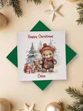 Load image into Gallery viewer, Personalised Christmas Card - Greeting Card Personalised - Christmas Teddy
