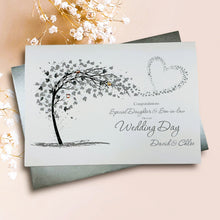Load image into Gallery viewer, Daughter & Son-in-Law Wedding Day Card - Bride & Groom Luxury Greeting Personalised - Sweeping Heart