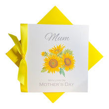 Load image into Gallery viewer, Mother's Day Card - Personalised Luxury Greeting Card - Yellow Sunflower