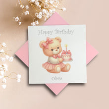Load image into Gallery viewer, Birthday Card - Personalised Greeting Card - Pink Cake