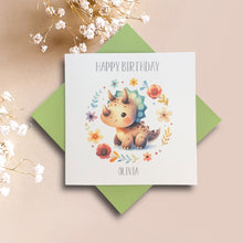Load image into Gallery viewer, Birthday Card - Personalised Greeting Card - Dinosaur 1