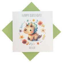 Load image into Gallery viewer, Birthday Card - Personalised Greeting Card - Dinosaur 1