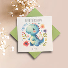 Load image into Gallery viewer, Birthday Card - Personalised Greeting Card - Dinosaur 2