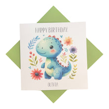 Load image into Gallery viewer, Birthday Card - Personalised Greeting Card - Dinosaur 2