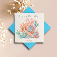 Load image into Gallery viewer, Birthday Card - Personalised Greeting Card - Girl Under The Sea