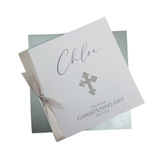 Load image into Gallery viewer, Personalised Christening Card - Baptism, Naming Day Etc - Glitter Cross
