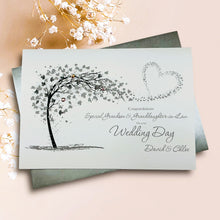 Load image into Gallery viewer, Grandson & Granddaughter-in-Law Wedding Day Card - Bride & Groom Luxury Greeting Personalised - Sweeping Heart
