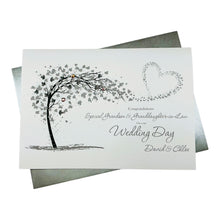 Load image into Gallery viewer, Grandson & Granddaughter-in-Law Wedding Day Card - Bride & Groom Luxury Greeting Personalised - Sweeping Heart