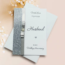 Load image into Gallery viewer, Husband Wedding Anniversary Card - Personalised  -14 Colour Coice - Luxury Bow