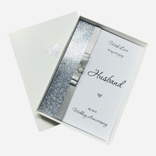 Load image into Gallery viewer, Husband Wedding Anniversary Card - Personalised  -14 Colour Coice - Luxury Bow