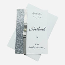 Load image into Gallery viewer, Husband Wedding Anniversary Card - Personalised  -14 Colour Coice - Luxury Bow