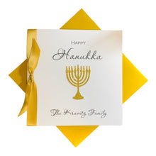 Load image into Gallery viewer, Happy Hanukka Menorah Candle Greeting Card Personalised