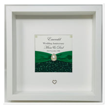 Load image into Gallery viewer, 55th Emerald 55 Years Wedding Anniversary Ribbon Frame - Pebble
