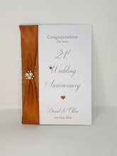 Load image into Gallery viewer, 21st Wedding Anniversary Card - Brass 21 Year Twenty First Anniversary Luxury Greeting Card, Personalised