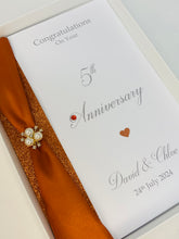 Load image into Gallery viewer, 5th Anniversary Card - Wood 5 Year Fifth Wedding Anniversary Luxury Greeting Card Personalised