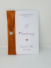 Load image into Gallery viewer, 5th Anniversary Card - Wood 5 Year Fifth Wedding Anniversary Luxury Greeting Card Personalised
