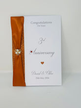 Load image into Gallery viewer, 3rd Anniversary Card - Leather 3 Year Third Wedding Anniversary Luxury Greeting Card Personalised