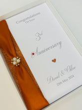 Load image into Gallery viewer, 3rd Anniversary Card - Leather 3 Year Third Wedding Anniversary Luxury Greeting Card Personalised
