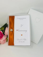 Load image into Gallery viewer, 3rd Anniversary Card - Leather 3 Year Third Wedding Anniversary Luxury Greeting Card Personalised