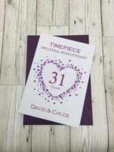 Load image into Gallery viewer, 31st Wedding Anniversary Card - Timepiece 31 Year Thirty First Anniversary Luxury Greeting Card, Personalised - Love Heart