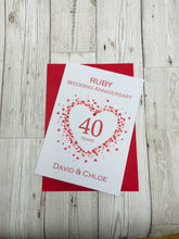Load image into Gallery viewer, 40th Wedding Anniversary Card - Ruby 40 Year Fourtieth Anniversary Luxury Greeting Card Personalised - Love Heart