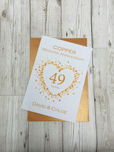 Load image into Gallery viewer, 49th Wedding Anniversary Card - Copper 49 Year Forty Ninth Anniversary Luxury Greeting Personalised - Love Heart