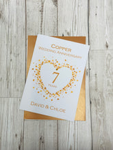 Load image into Gallery viewer, 7th Anniversary Card - Copper 7 Year Seventh Wedding Anniversary Luxury Greeting Card Personalised - Love Heart