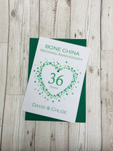 Load image into Gallery viewer, 36th Wedding Anniversary Card - Bone China 36 Year Thirty Sixth Anniversary Luxury Greeting Card, Personalised - Love Heart