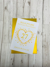 Load image into Gallery viewer, 27th Wedding Anniversary Card - Sculpture 27 Year Twenty Seventh Anniversary Luxury Greeting Card Personalised - Love Heart