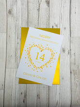 Load image into Gallery viewer, 14th Wedding Anniversary Card - Ivory 14 Year Fourteenth Anniversary Luxury Greeting Card, Personalised - Love Heart
