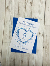 Load image into Gallery viewer, 9th Anniversary Card - Pottery 9 Year Ninth Wedding Anniversary Luxury Greeting Card Personalised - Love Heart