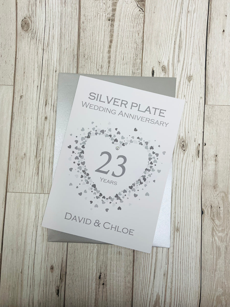 23rd Wedding Anniversary Card Silver Plate 23 Year Twenty Third