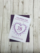 Load image into Gallery viewer, 38th Wedding Anniversary Card - Tourmaline 38 Year Thirty Eighth Anniversary Luxury Greeting Card Personalised - Love Heart