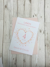 Load image into Gallery viewer, 4th Anniversary Card - Linen 4 Year Fourth Wedding Anniversary Luxury Greeting Card Personalised - Love Heart