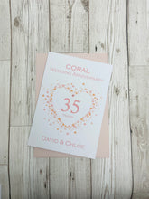 Load image into Gallery viewer, 35th Wedding Anniversary Card - Coral 35 Year Thirty Fifth Anniversary Luxury Greeting Card, Personalised - Love Heart