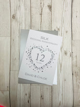 Load image into Gallery viewer, 12th Wedding Anniversary Card - Silk 12 Year Twelfth Anniversary Luxury Greeting Card, Personalised - Love Heart