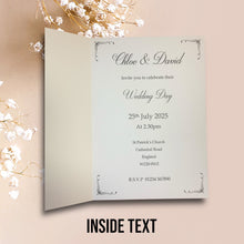 Load image into Gallery viewer, Wedding Day Invite Invitation Card - Bride & Groom - Envelope or Gift Box - 20 Colour Choice - Choose Pack Quantity