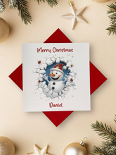 Load image into Gallery viewer, Personalised Christmas Card - Greeting Card Personalised - Ice Snowman