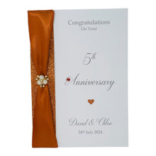 Load image into Gallery viewer, 5th Anniversary Card - Wood 5 Year Fifth Wedding Anniversary Luxury Greeting Card Personalised