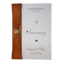Load image into Gallery viewer, 7th Anniversary Card - Copper 7 Year Seventh Wedding Anniversary Luxury Greeting Card Personalised