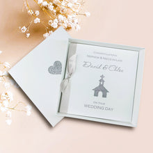 Load image into Gallery viewer, Nephew & Niece-in-Law Wedding Day Card - Luxury Greeting Card Personalised - Glitter Church