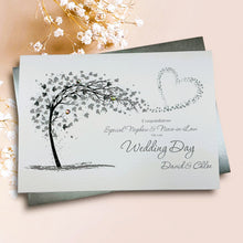 Load image into Gallery viewer, Nephew & Niece-in-Law Wedding Day Card - Bride & Groom Luxury Greeting Personalised - Sweeping Heart