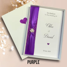 Load image into Gallery viewer, Wedding Day Invite Invitation Card - Bride & Groom - Envelope or Gift Box - 20 Colour Choice - Choose Pack Quantity